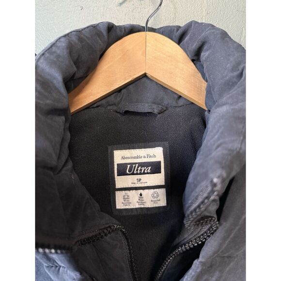 Abercrombie & Fitch Womens Black Quilted Parka Jacket Full Zip Down Size Small P - Picture 3 of 3